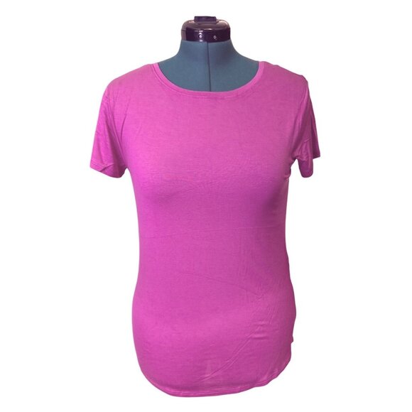 Womens Short Sleeve T-shirt By Mono B Size Small Bright Pink NWT - Picture 1 of 12